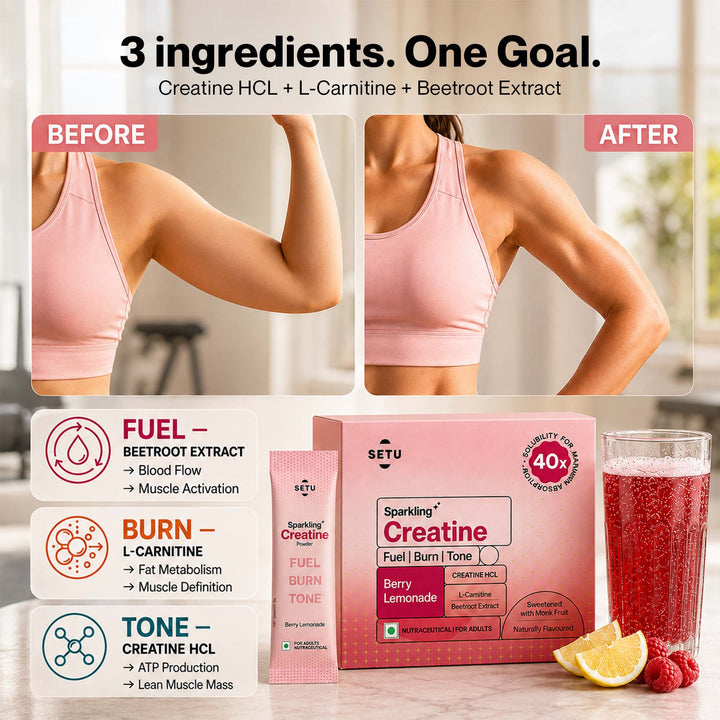 Sparkling Creatine (Berry Lemonade) - Fuel, Burn, Tone