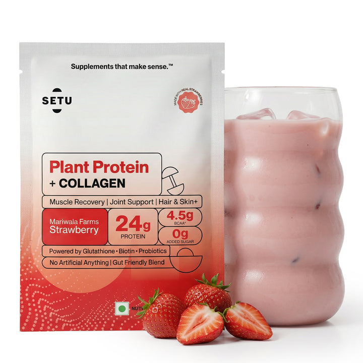 Plant Protein with Veg Collagen - Mariwala Farms Strawberry - Pack of 1 - Setu Nutrition