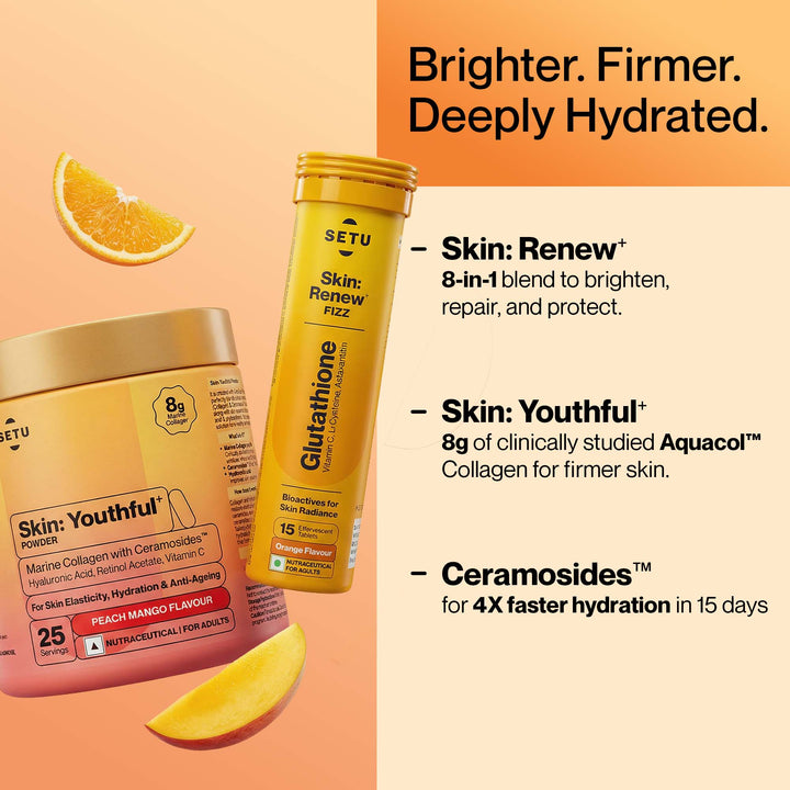 Radiant Skin Glow Combo – Glutathione & Marine Collagen for Bright, Younger-Looking Skin - Setu Nutrition