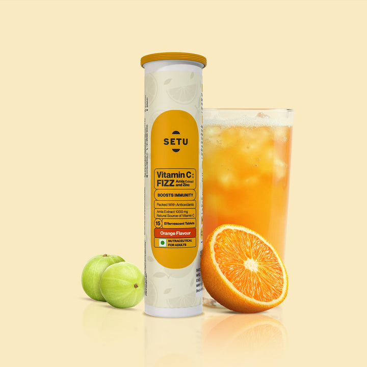 🎁 Vitamin C Fizz Tablets – Immunity, Skin & Antioxidant Support - 15 Servings - Setu Nutrition