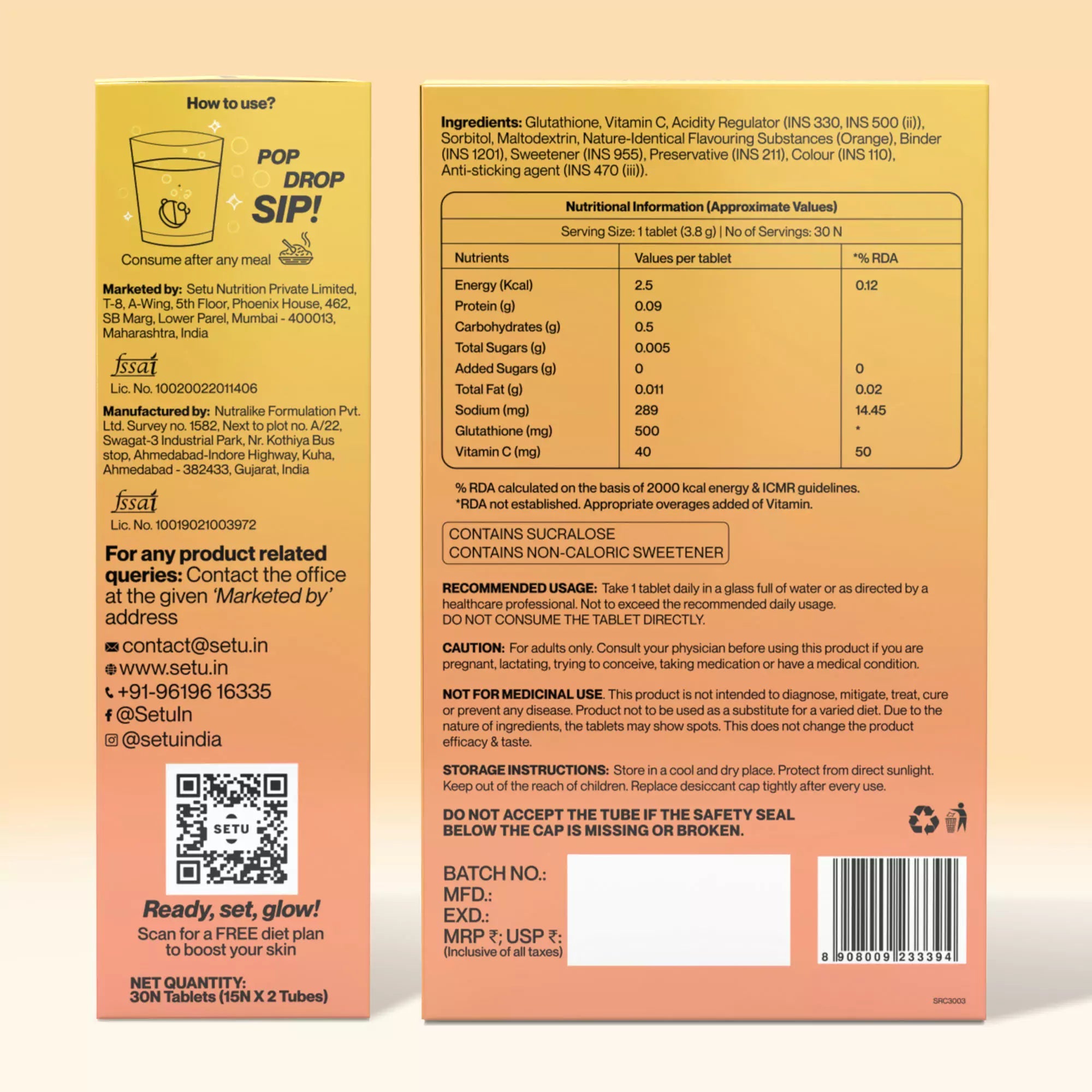 Setu Skin Renew Tablets with Glutathione & Vitamin C | Setu.in  Setu  Nutrition